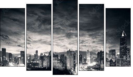 Shanghai City at sunset with light trails - Five-piece canvas print, Pentaptych
