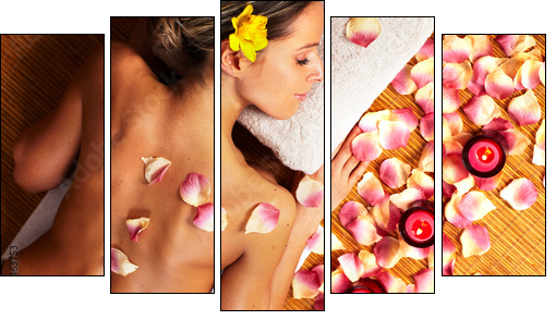 Young woman in Spa massage salon. - Five-piece canvas print, Pentaptych