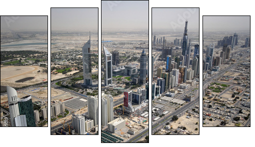 Sheikh Zayed Road In The U.A.E, Littered With Landmarks & Towers - Five-piece canvas print, Pentaptych