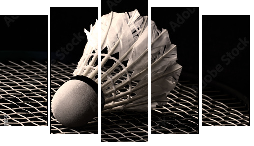 Shuttlecock on badminton racket - Five-piece canvas print, Pentaptych