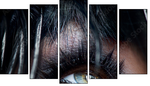Smokey Eyes Make-up close-up. Black Eyeshadow - Five-piece canvas print, Pentaptych