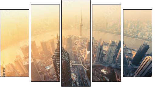 Shanghai skyline - Five-piece canvas print, Pentaptych