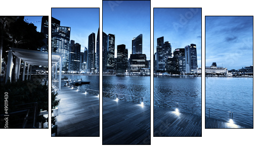 Singapore city in sunset time - Five-piece canvas print, Pentaptych