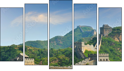 Great Wall of China in Summer with beautiful sky - Five-piece canvas print, Pentaptych