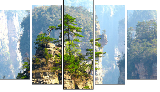 Zhangjiajie National Park, China. Avatar mountains - Five-piece canvas print, Pentaptych