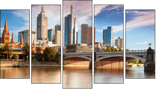 Melbourne skyline from Southbank - Five-piece canvas print, Pentaptych