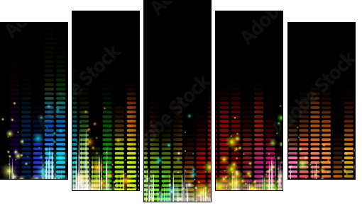 Vector Illustration of a Colorful Music Equalizer - Five-piece canvas print, Pentaptych
