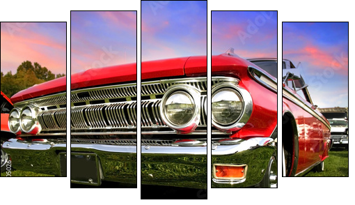 Red Muscle Car - Five-piece canvas print, Pentaptych