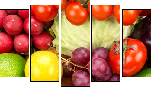 bright background  of vegetables and fruits - Five-piece canvas print, Pentaptych