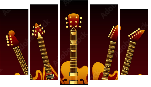 guitars in flames - Five-piece canvas print, Pentaptych