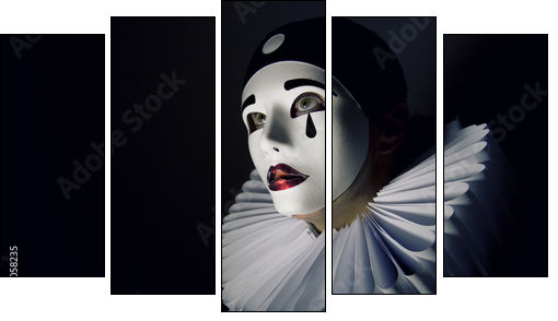 Pierrot mask - Five-piece canvas print, Pentaptych