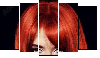 Hair. Healthy Straight Long Red Hair. Fashion Beauty Model. Sexy - Five-piece canvas print, Pentaptych