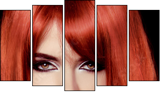 Red Hair. Beautiful Sexy Girl. Healthy Long Hair. Beauty Model W - Five-piece canvas print, Pentaptych