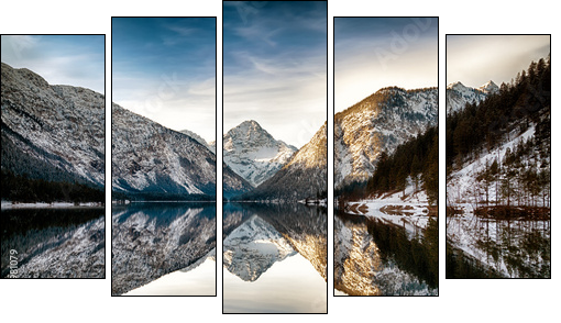 Reflection at Plansee (Plan Lake), Alps, Austria - Five-piece canvas print, Pentaptych