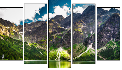 Rocky Mountains in summer and blue sky - Five-piece canvas print, Pentaptych