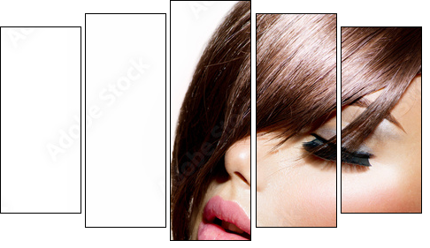 Hairstyle. Beauty Model Girl Portrait with Perfect Makeup - Five-piece canvas print, Pentaptych