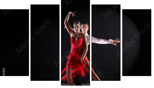 dancers in ballroom against black background - Five-piece canvas print, Pentaptych
