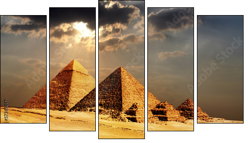 giza pyramids, cairo, egypt - Five-piece canvas print, Pentaptych