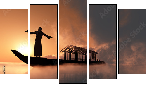 The priest. - Five-piece canvas print, Pentaptych