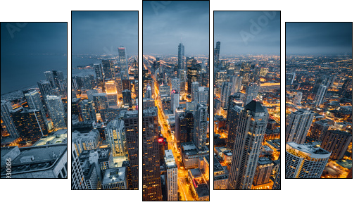 Chicago skyline - Five-piece canvas print, Pentaptych