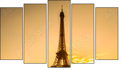 Eiffel tower at sunrise, Paris. - Five-piece canvas print, Pentaptych