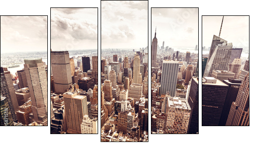 Manhattan skyline aerial view - Five-piece canvas print, Pentaptych