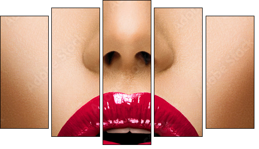 Sexy Lips. Beautiful Make-up Closeup. Kiss - Five-piece canvas print, Pentaptych