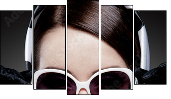 gorgeous caucasian brunette with sunglasses - Five-piece canvas print, Pentaptych