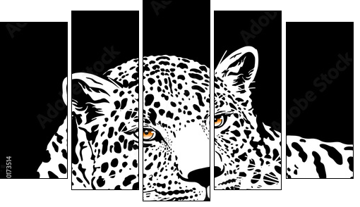 leopard with gold eyes - Five-piece canvas print, Pentaptych