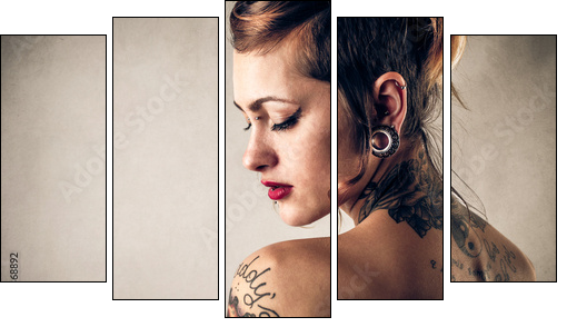 tattoos and beauty - Five-piece canvas print, Pentaptych