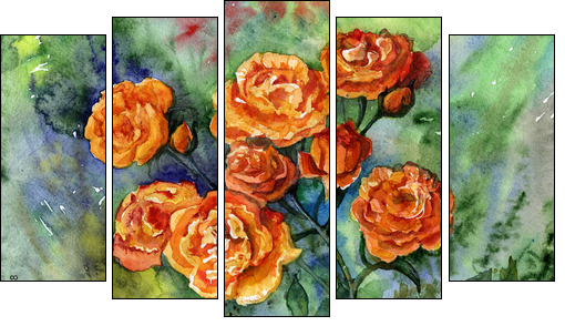 red rose - Five-piece canvas print, Pentaptych