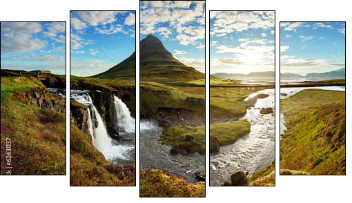 Panorama - Iceland landscape - Five-piece canvas print, Pentaptych