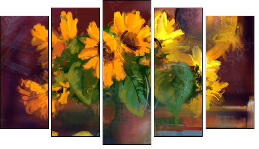 Sunflowers - Five-piece canvas print, Pentaptych