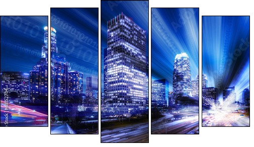 Composite of Los Angeles with binary code - Five-piece canvas print, Pentaptych