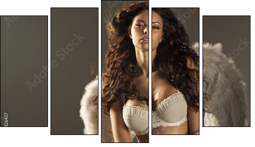 Woman angel with sexy big lips - Five-piece canvas print, Pentaptych