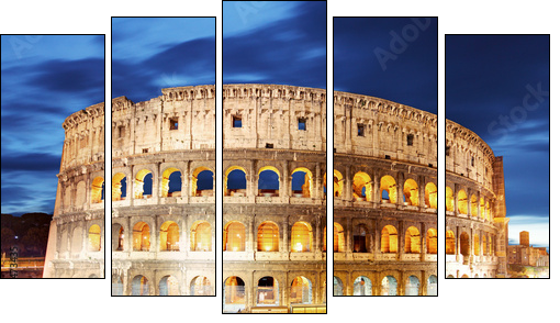 Colosseum at dusk in Rome, Italy - Five-piece canvas print, Pentaptych