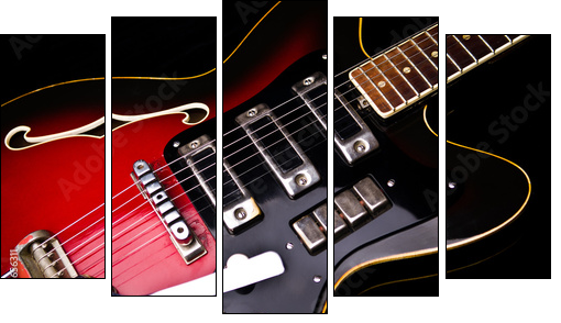 Close up of music guitar - Five-piece canvas print, Pentaptych