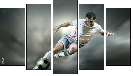 Football player with ball on field of stadium - Five-piece canvas print, Pentaptych