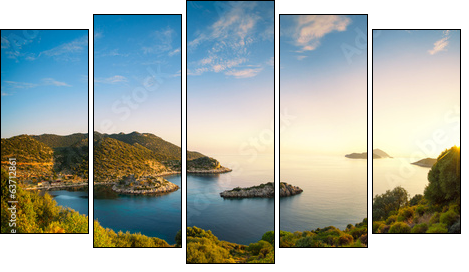 panorama of the Mediterranean coast - Five-piece canvas print, Pentaptych