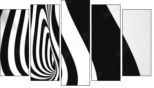 Black and White Stripes Projection on Torus. - Five-piece canvas print, Pentaptych