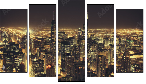 Chicago at Night - Five-piece canvas print, Pentaptych