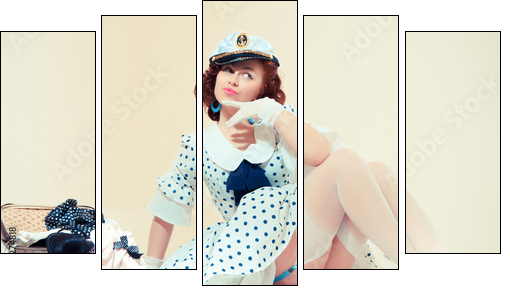 Pin-up girl. American style - Five-piece canvas print, Pentaptych