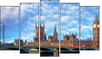 London panorama - Big ben, UK - Five-piece canvas print, Pentaptych
