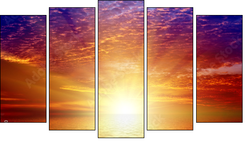 Sunset on sea - Five-piece canvas print, Pentaptych
