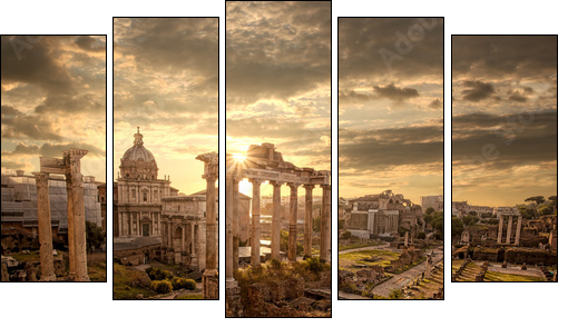 Famous Roman ruins in Rome, Capital city of Italy - Five-piece canvas print, Pentaptych