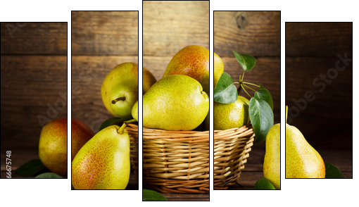 still life with fresh pears - Five-piece canvas print, Pentaptych