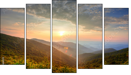 Sunset in the mountains - Five-piece canvas print, Pentaptych