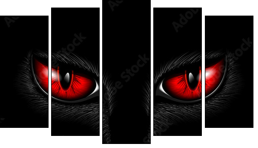 red cat's eyes - Five-piece canvas print, Pentaptych