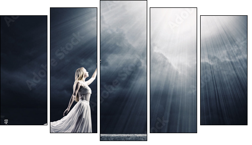 Woman in white - Five-piece canvas print, Pentaptych