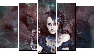 Beautiful, romantic gothic styled woman - Five-piece canvas print, Pentaptych